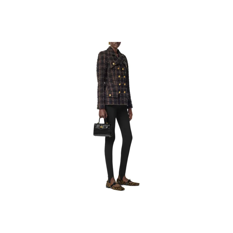 VERSACE Double-Breasted Checked Blazer-1