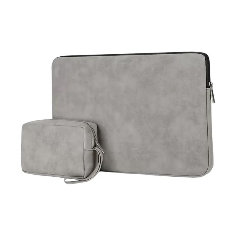 MUYKUY PU Leather Liner Laptop Bag Regular Unisex Gray/Pink/Black-0