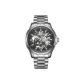 Silver Case Black Dial Silver Steel Band