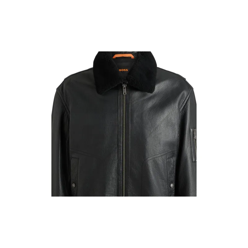 HUGO BOSS Zip Up Leather Jacket-4
