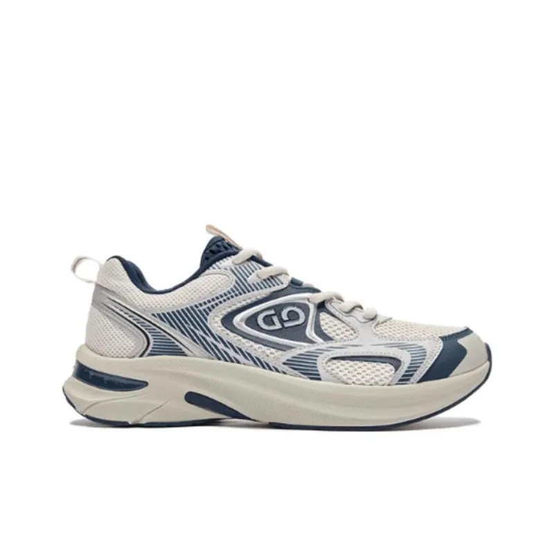QIAODAN Cushioning Wear Resistant Low Top Running Shoes Men's White Blue-1