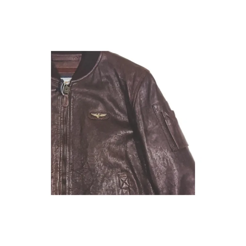 AERONAUTICA MILITARE Leather Jacket Men's Maroon-4