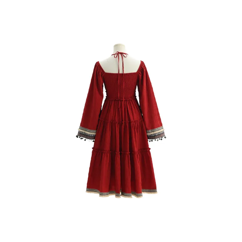 Snbl Long Sleeved Dresses Women's Red-1
