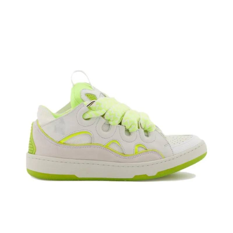 Lanvin Curb Low Top Stylish Skateboarding Shoes Women's White Yellow-1