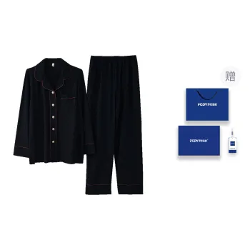 Floating Light Islands Pajama Set Women's Gift Box Set Black