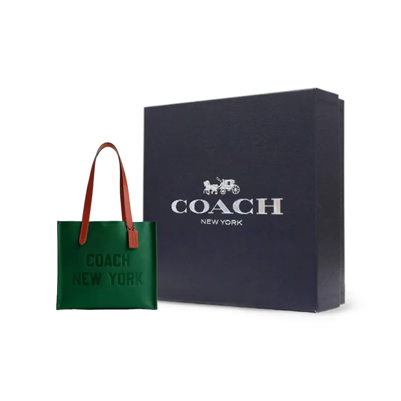 COACH Relay Pebble Grain Leather Tote Bag, Shopping Bag, Handbag, Shoulder Bag Men's Green-5