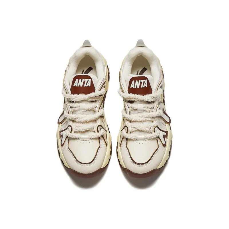 Anta Wear Resistant Slip Resistant Low Top Casual Shoes Women's Beige Brown-2
