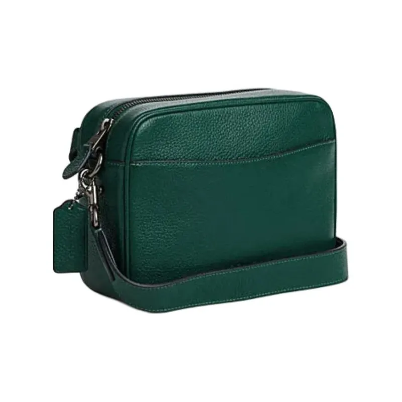 COACH Cow Leather Shoulder Bag, Crossbody Bag Trumpets Men's Emerald Green-1