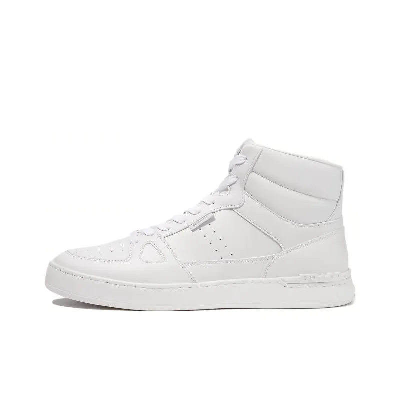 COACH High Top Skateboard Shoes Men's White-0