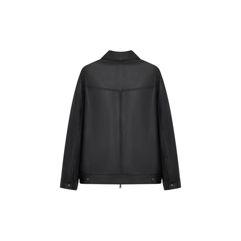 Teenie Weenie Men Leather Jacket Unisex Black-1