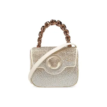 VERSACE Crystal Shoulder Bag Crossbody Bag Handbag Mini Women's Ivory