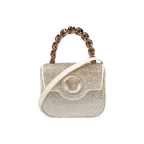 VERSACE Crystal Shoulder Bag Crossbody Bag Handbag Mini Women's Ivory