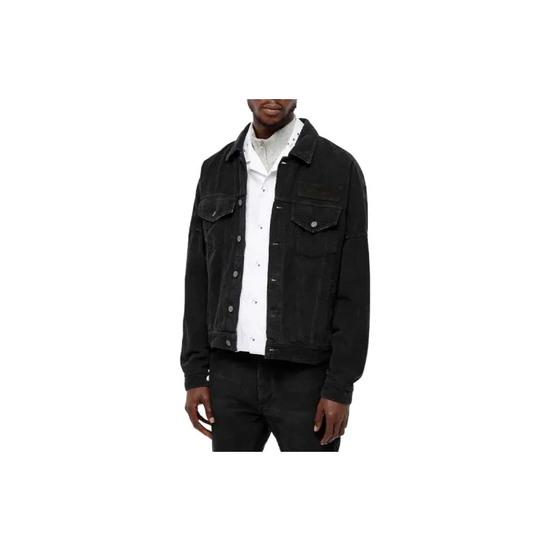 PALM ANGELS FW21 Corduroy Logo Denim Jacket Black-5