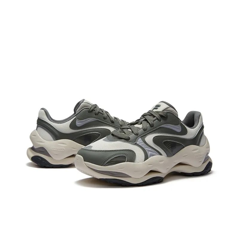FILA FUSION Cheese Cheese Slip-Resistant Low-Top Casual Shoes Men's Gray Green-2
