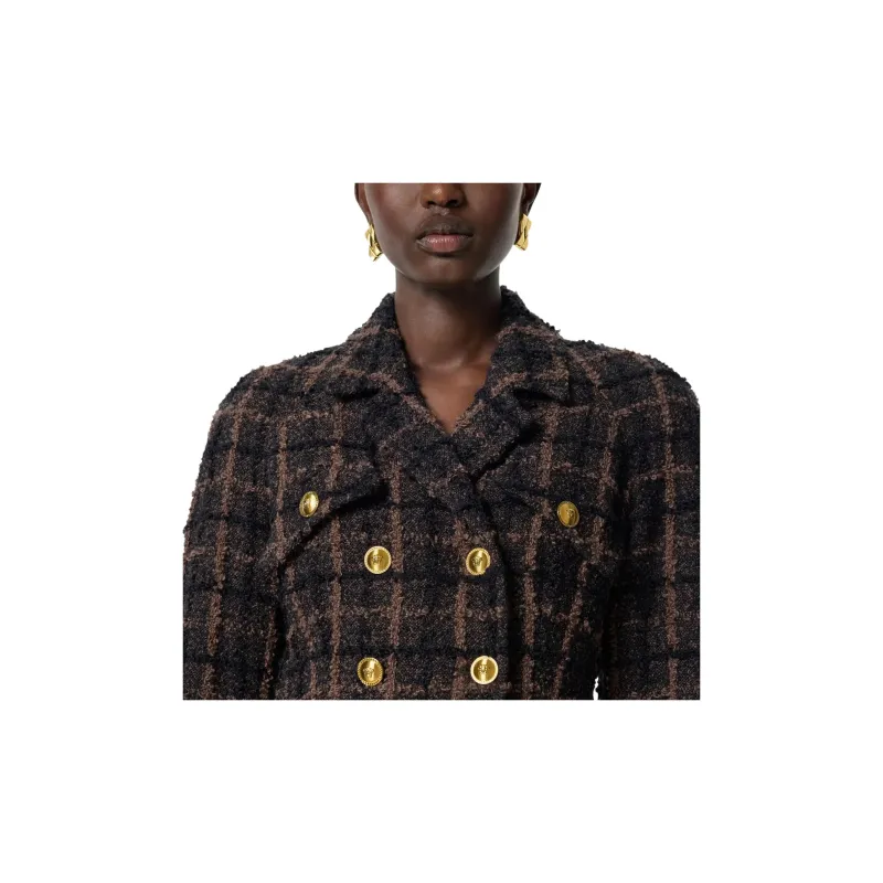 VERSACE Double-Breasted Checked Blazer-4