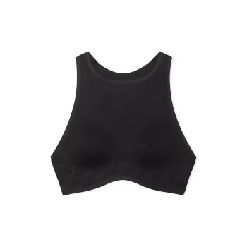 Victoria's Secret PINK Relay High Neck Logo Sports Bra / Pure Black Bra Women's Pure Black