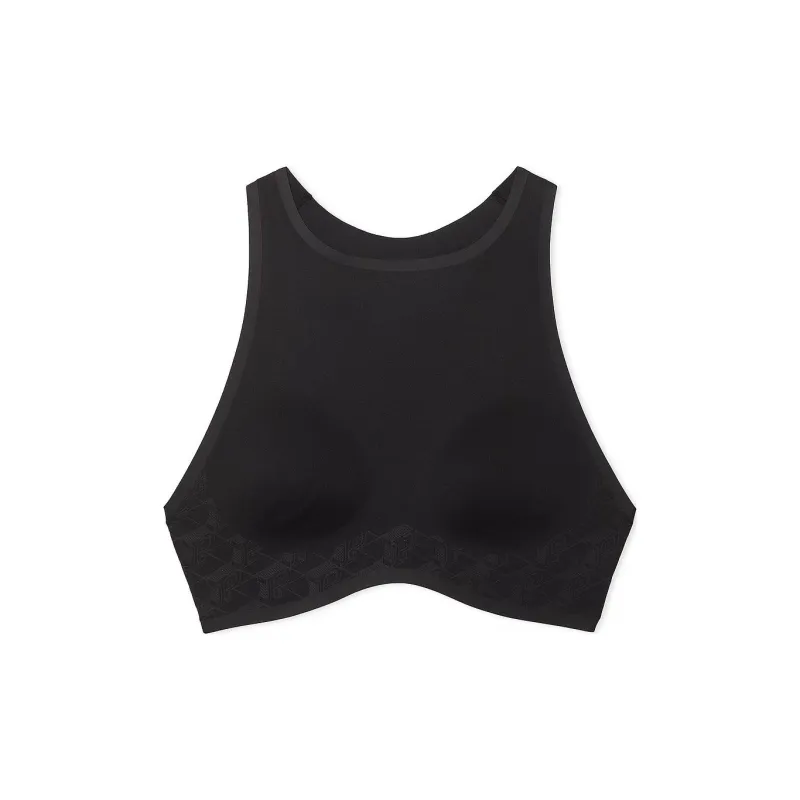 Victoria's Secret PINK Relay High Neck Logo Sports Bra / Pure Black Bra Women's Pure Black-0