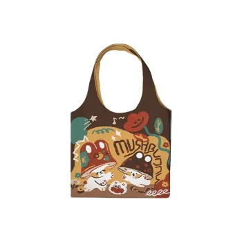 AOSONG Suede Tech Fabric One Shoulder Handbags Regular Unisex Mushroom Rabbit Monk Bag
