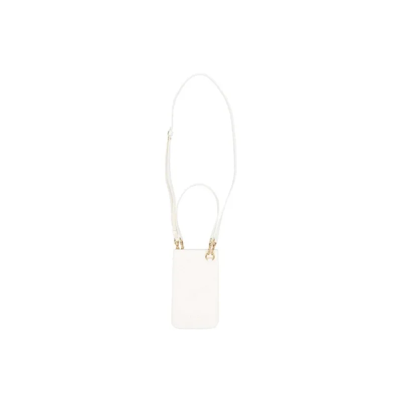 JIL SANDER Lambskin Portable One Shoulder Crossbody Cell Phone Pouch Trumpets Women's White-4