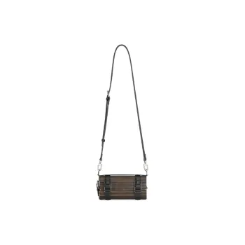 Feng Chen Wang Ebony Wood Crossbody Bag Unisex Dark Brown