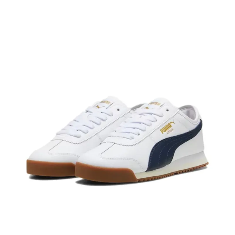 PUMA Roma Anti Slip Wear Resistant Low Top Casual Shoes Men's White Blue-2