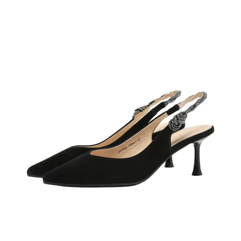 Satchi Rubber Sole Slip-Resistant Wrap-toe Slippers Women's Black-1