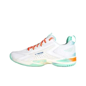 VICTOR Anti Slip Wear Resistant Low Top Badminton Shoes Unisex White Green