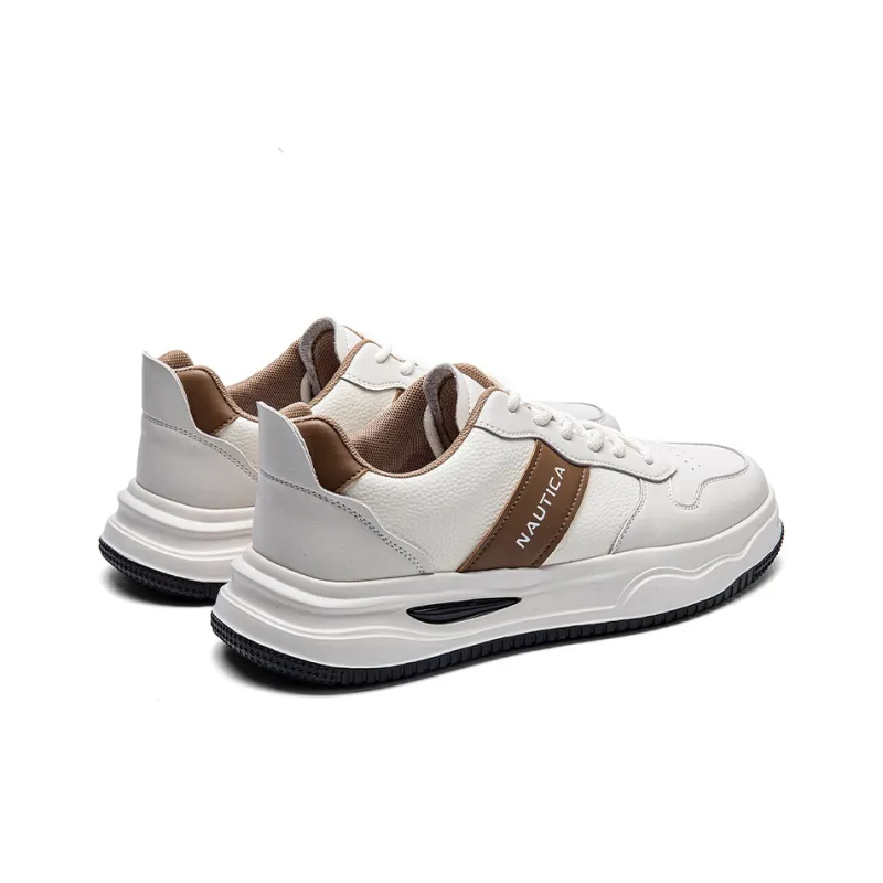 NAUTICA Anti Slip Wear Resistant Low Top Skateboard Shoes Men's White Coffee-3