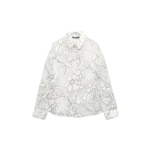 ZARA Shirts Women's White/Dark Red