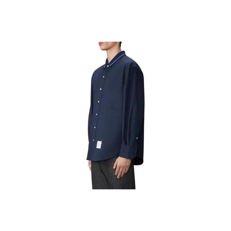 THOM BROWNE Rwb Striped Curved Hem Shirt-7