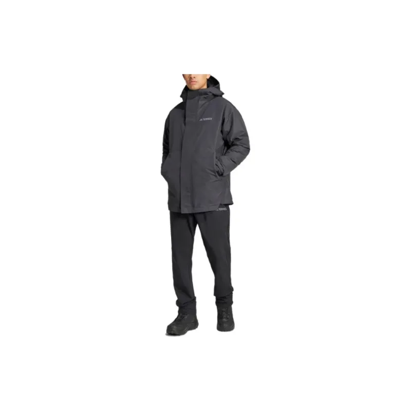 Adidas TERREX FW24 Waterproof And Windproof To Keep Warm Windbreaker Jacket Men's Black-3
