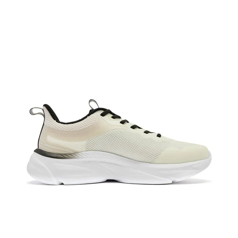 QIAODAN Cushioned Slip-Resistant Low-Top Casual Running Shoes Men's Beige Black-1