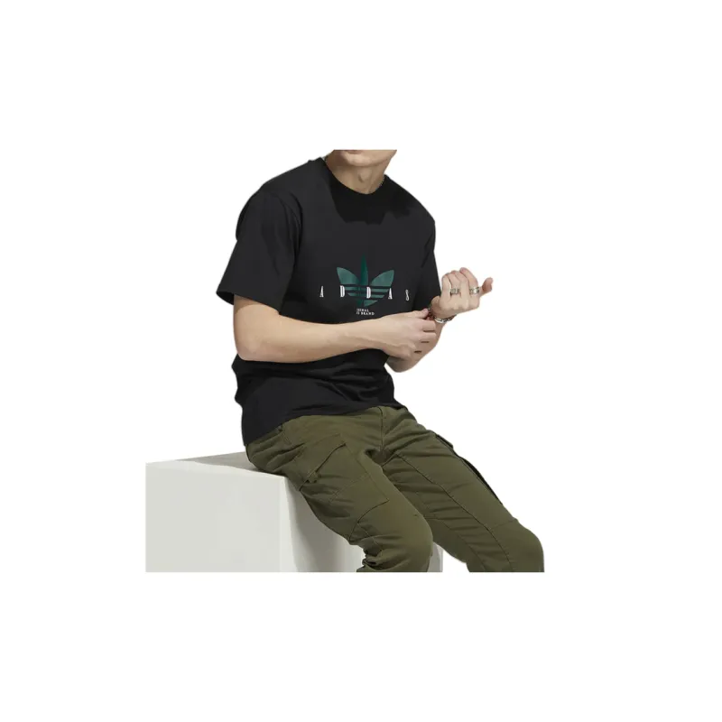 Adidas Original Trefoil Script T Shirt Men's Black-3