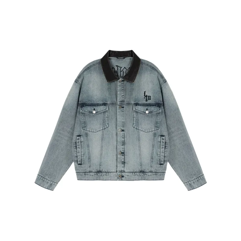 LUJIAMEN Denim Jacket Unisex Light Blue-1