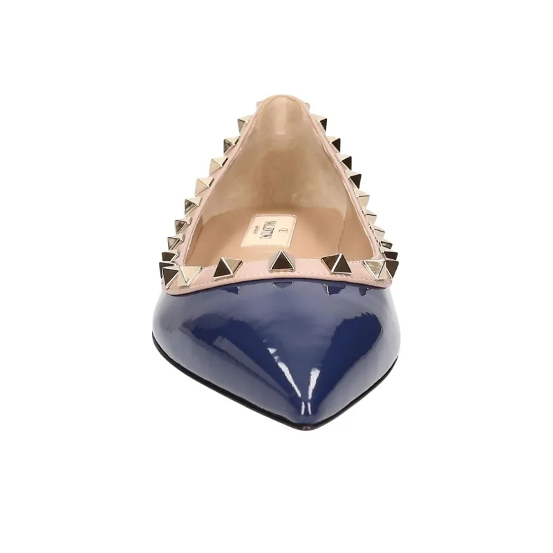 Valentino Rockstud Casual Single Shoes Women's Dark Blue-4