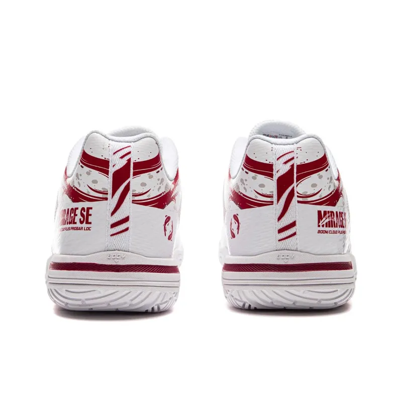 LiNing Slip Resistant Breathable Low Top Badminton Shoes Unisex White Red-5