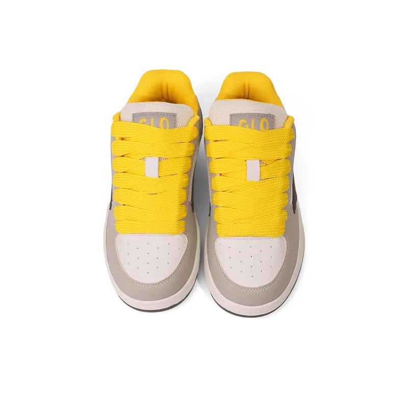 GLO BULL Skateboard Shoes Unisex Low Top Beige Brown Yellow-3