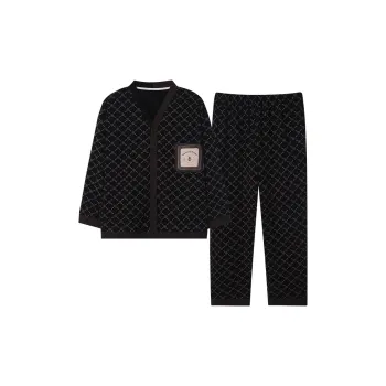 MIIOW Pajama Set Men's Black Plaid