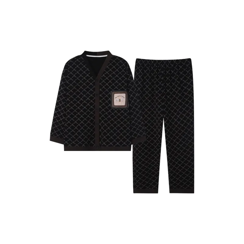 MIIOW Pajama Set Men's Black Plaid-0