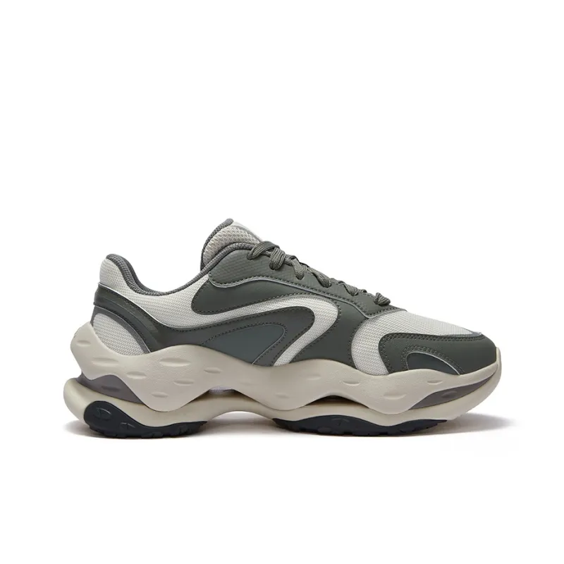 FILA FUSION Cheese Cheese Slip-Resistant Low-Top Casual Shoes Men's Gray Green-1
