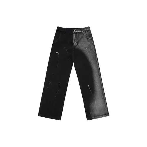 PAULASARA Jeans Unisex Ink Splatter Black