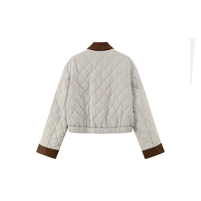 CHUU Puffer Jacket Women's Blue Stripes Pattern-1