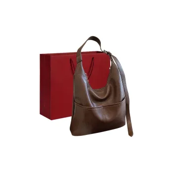 Old Man's Head Synthetic Leather Shoulder Bag Handheld Shoulder Bag Women's Coffee