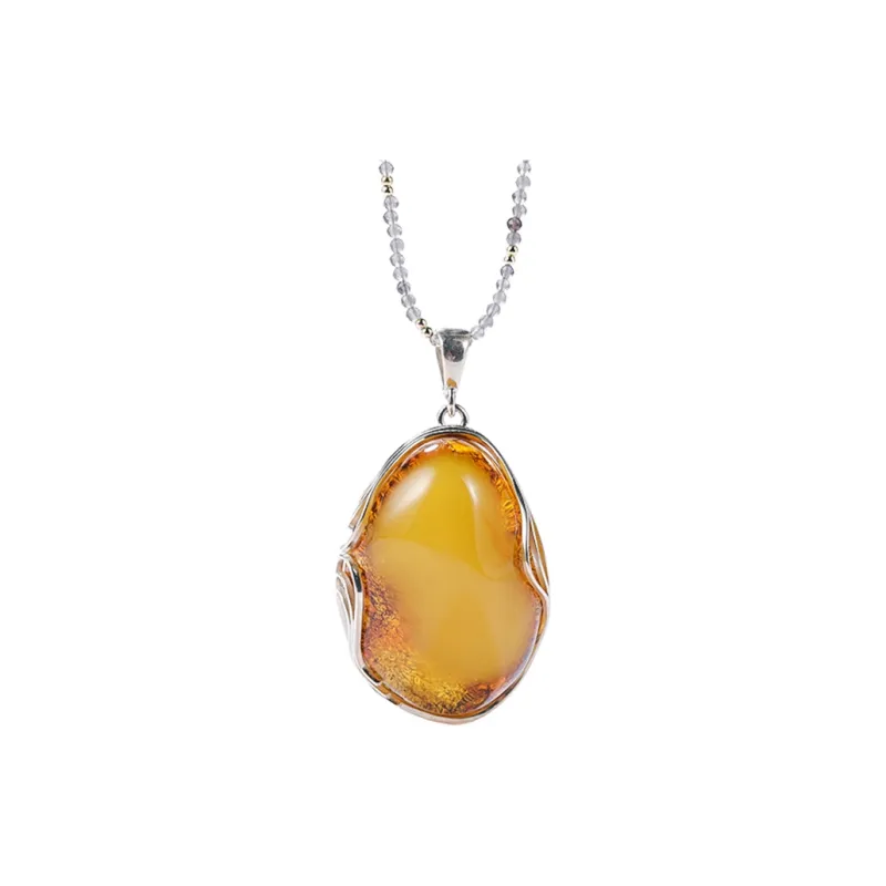 S&A S925 Silver Amber Necklaces Women's-0