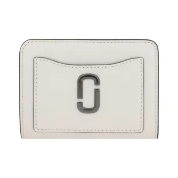 MARC JACOBS Cross-Stitch Leather Wallet Mini Women's White & Black