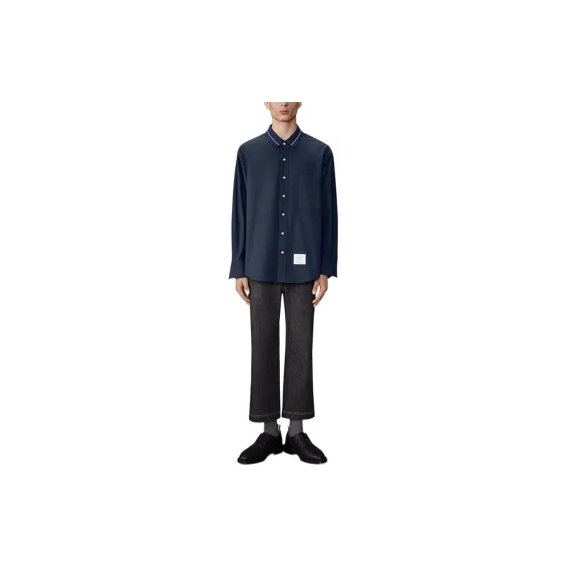 THOM BROWNE Rwb Striped Curved Hem Shirt-4