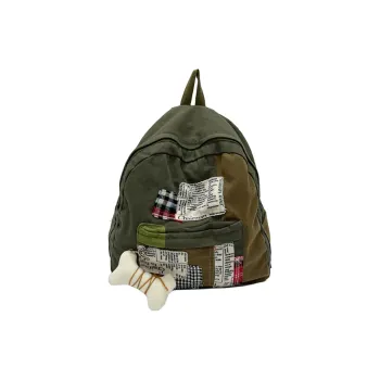 Parker Bear Canvas Canvas Bag Backpack Unisex Green