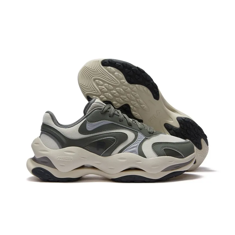 FILA FUSION Cheese Cheese Slip-Resistant Low-Top Casual Shoes Men's Gray Green-4