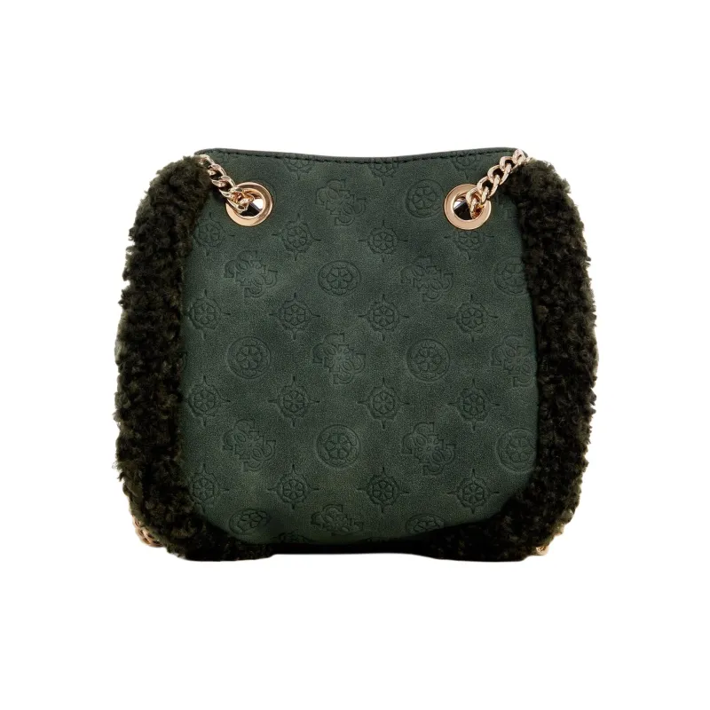 GUESS Faux Suede Shoulder Bag Crossbody Bag Women's Green-2