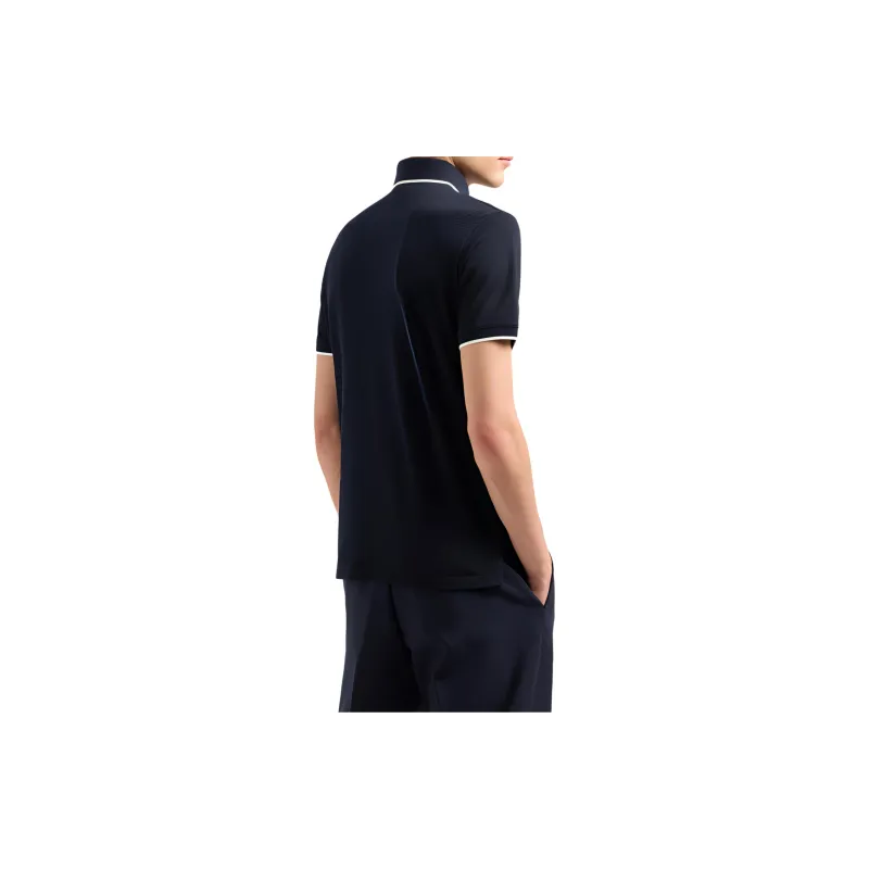 EMPORIO ARMANI Mercerised Piqué Polo Shirt With Micro Eagle Embroidery-3